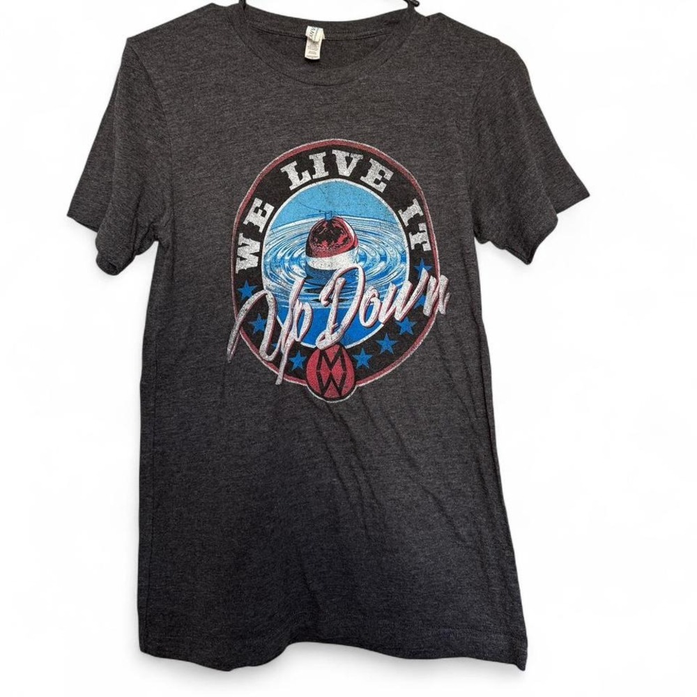 Size small Morgan Wallen tour date shirt grey "We Live It Up Down"